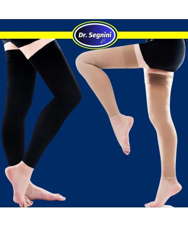 Medical Compression Stockings 10-20 mmHg for Women & Men | Thigh High Footless Varicose Vein Support Socks | Plus Size Improved Circulation & Swelling Relief in Beige - Buy Online on GoSupps.com