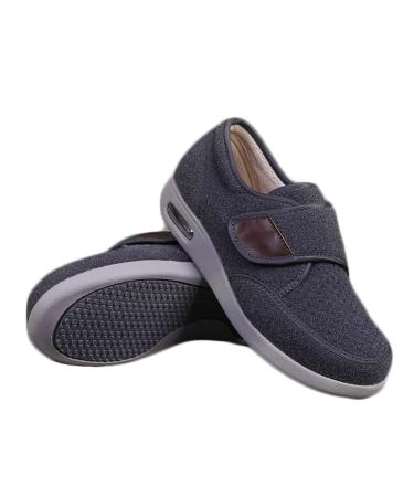 Mens Slippers Warm Plush Fleece Diabetic Shoes for Men with Air Cushion & Breathable Mesh for Diabetic Edema Plantar Fasciitis Bunions Arthritis Swollen Feet 7.5 Gray