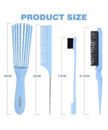 Lorsex Hairbrush Set for Natural Hair | Deterred Brush for Afro 3A-4C | Wavy & Curly Hair Tools (3 Pieces Light Blue) - Buy Online on GoSupps.com
