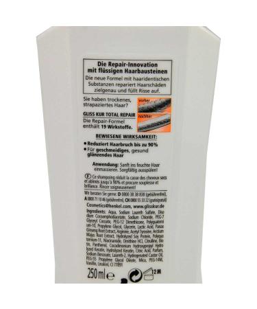 Gliss Kur Hair Repair Total Repair Shampoo 250ml - Repair & Nourish Damaged Hair | International Shipping Available - Buy Online on GoSupps.com