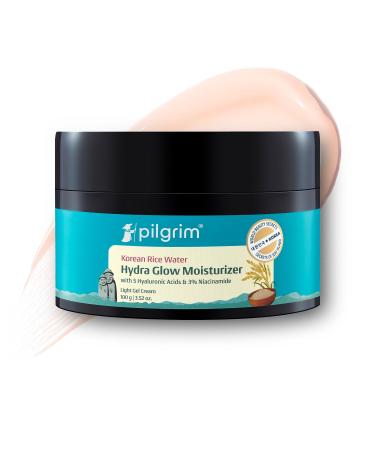 Pilgrim Korean Rice Water Hydra Glow Moisturizer | Lightweight Gel Cream with 5 Hyaluronic Acids & 3% Niacinamide | 3.52 Oz (100g)