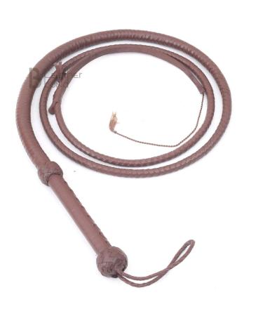 Indiana Jones Style 6 Foot 8 Plait Dark Brown Leather Bullwhip Real Cowhide Leather Bull Whip