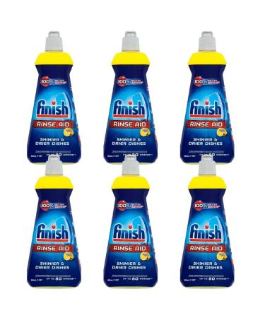 Rinse Aid Lemon Fragrance Dishwasher Shine Liquid 400ml x 6 Original Professional Industrial Machine Deep Cleaner Sparkle Glass with Welari Thank You Card Pack of 6