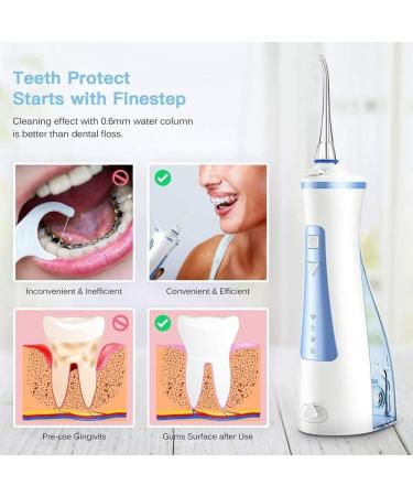 KouRy Portable Water Flosser - Multifunctional USB Charging Dental Oral Irrigator 240ml IPX7 Waterproof 3 Cleaning Modes for Home & Travel - White - Buy Online on GoSupps.com