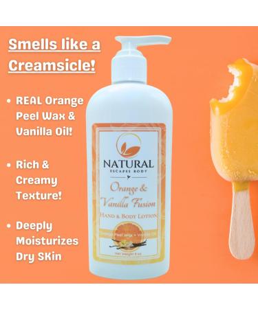 Orange & Vanilla Fusion Hand & Body Lotion, Natural Moisturizer for Dry Skin w/Aloe Vera, Coconut Oil, Ceramides, Vitamin B5, Vitamin E, Intense Moisturizing Cream 8 oz Orange & Vanilla 8 Fl Oz (Pack of 1) - Buy Online on GoSupps.com
