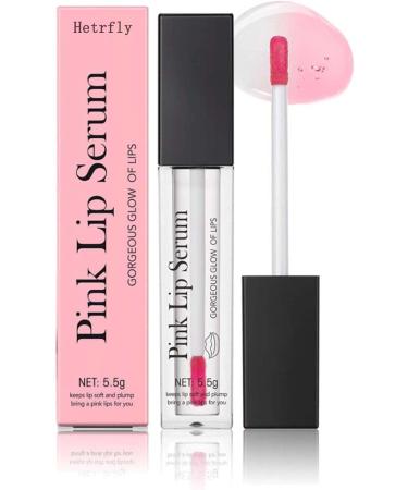 Hetrfly Color Changing Lip Gloss Pink Tinted Lip Plumper Serum - Natural Moisturizing Balm for Repair Hydration & Fine Line Reduction Pink Lip Serum