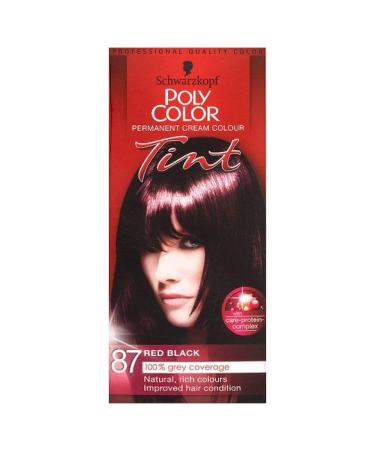 POLY COLOR PERMANENT CREAM COLOR TINT 87 RED BLACK 100% GREY COVERAGE Red Black 90 ml (Pack of 1)
