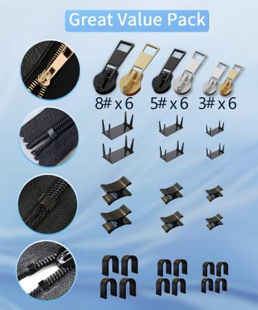 Upgraded Zipper Repair Kit (99 PCS) with Replacement Slider & Pull - Easy Install for Jacket, Backpack, Luggage - 3 Sizes (3, 5, 8) - Buy Online on GoSupps.com