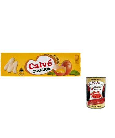Italian Gourmet E.R. Calv Classic Mayonnaise 150ml Tubes with Sunflower Seed Oil Ideal for Sandwiches and Canapes No Preservatives and Sugar Gluten Free Vegetarian + Polpa Italian Gourmet 400g (Pack of 3)
