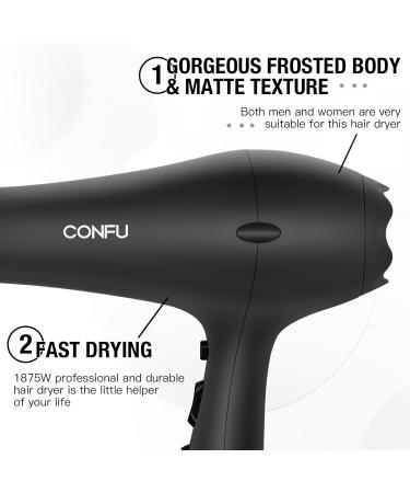 CONFU Professional Salon Hair Dryer Negative Ions Ceramic Quick Drying Blow Dryer Lightweight Travel Hairdryer for Normal & Curly Hair Includes Diffuser Styling Nozzle - Buy Online on GoSupps.com