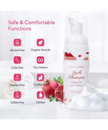 Buy Eyelash Shampoo & Foam Cleaner for Extensions - 60ml Pomegranate | Gentle Eye Makeup Remover - Buy Online on GoSupps.com