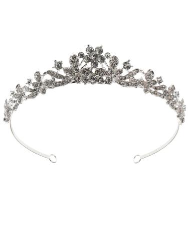 FRCOLOR Crystal Wedding Tiara for Bride Elegant Rhinestone Bridal Jewelry Flower Tiara Crown Women Tiara Hair Accessories Silver