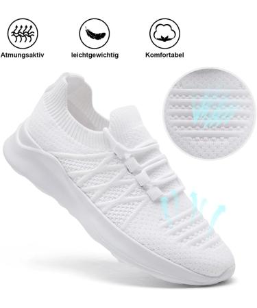 Buy ZDFQLGV Women's White Sports Shoes - Comfortable Slip-On Tennis Running & Hiking Footwear | Light & Breathable Fitness Shoes - EU 38 - Buy Online on GoSupps.com