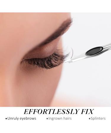 2Pcs Tweezers Eyebrow Stainless Steel Precision Eyebrow Tweezers Hair Tweezer Set for Women Men (Black&Red) - Buy Online on GoSupps.com