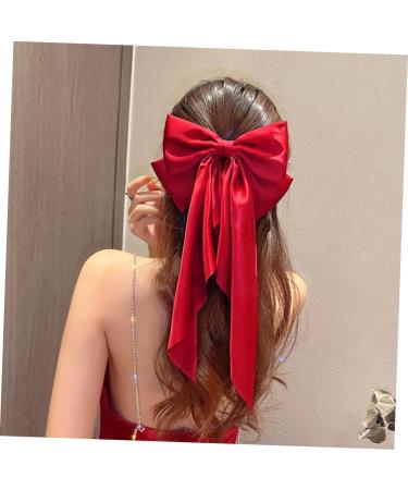 DRESSOOS Satin Ribbon Hairpin Hair Clips for Bows for Hair Giant Bow Hair Clips Red Hair Bow Hair Clips for Makeup Barrettes for Thick Hair Large Hair Bows for Dense Miss Holder - Buy Online on GoSupps.com