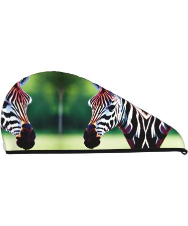 Zebra & Giraffe Coral Velvet Dry Hair Cap | Quick-Dry Hair Towel Wrap for Men & Women | Travel & Home Essential - Buy Online on GoSupps.com