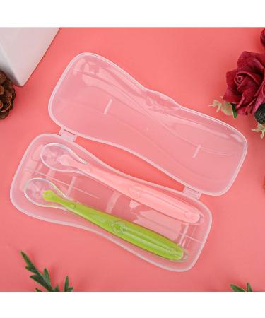 2PCS Baby Silicone Spoon Set with Box | Ideal for Baby Food & Infant Weaning (4+ Months) - Green & Pink - Buy Online on GoSupps.com