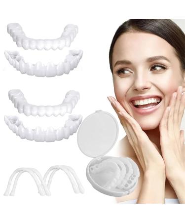 Frenzify 1 pair of teeth for plug in cosmetic veneers teeth provisional dentures veneers artificial teeth at the top and bottom prostheses fake teeth for men women