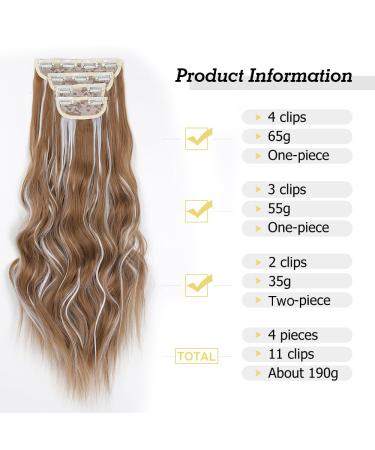 Buy Yddm 24-Inch Wavy Hair Extensions - Clip-In Synthetic Hair - Full Head 4PCS - Affordable Realistic Look for Women 27H60# - Buy Online on GoSupps.com
