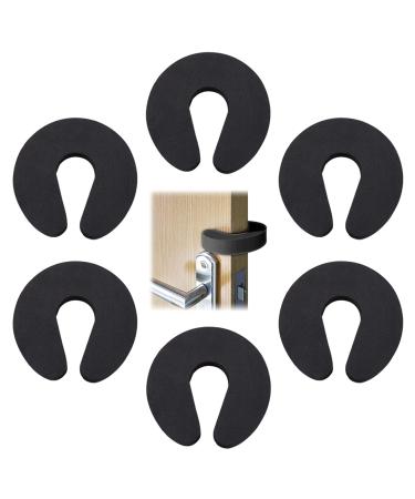 Safety Door Stoppers Door Slam Stopper 6 pcs Door Stoppers for Kids Door Anti Slam Foam Door Stoppers Top of Door Foam Door Stoppers Kids Door Finger Guards Door Safety for Children Black 6 Pcs-Black