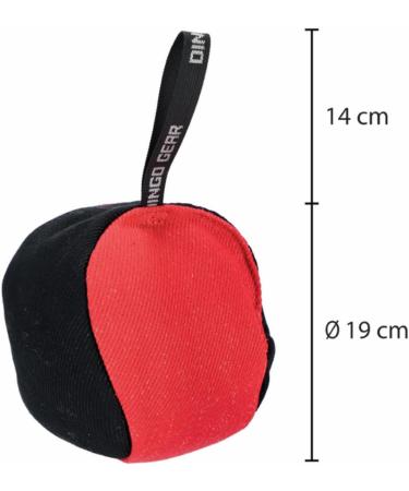 Dingo Gear 19 cm Training Toy Ball - Black-Red with Handle | Nylcott Obedience Game | IGP Apport - International Shipping Available - Buy Online on GoSupps.com