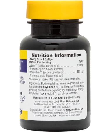 Nature's Plus Ultra Lutein 20mg - Maximum Strength Softgels (60 Count) - Buy Online on GoSupps.com
