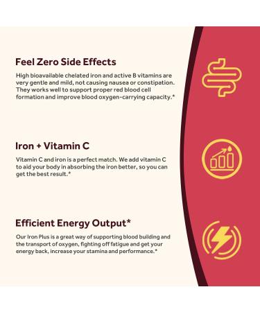 Doctor's Recipes Iron Supplement 36mg - Enhanced Absorption with Vitamin C, B6, Folate & B12 - 60 Vegan Capsules - Buy Online on GoSupps.com