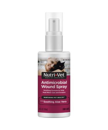 Nutri-Vet Antimicrobial Wound Spray for Cats | Formulated to Sooth Skin with Aloe and Vitamin E | Helps Promote Healing and Reduce Pain | 4 ounces
