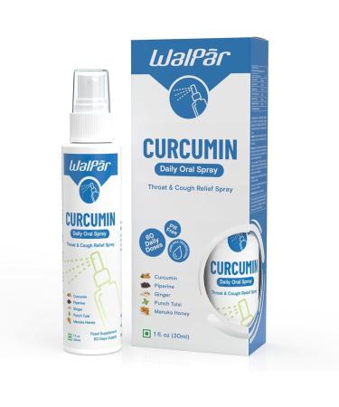 Curcumin Oral Spray - A Natural Blend with Curcumin Piperine Ginger Extract Punch Tulsi and Manuka Honey | 30ml 1 fl. oz | 60 Days Supply