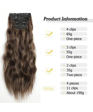 YDDM Hair Extensions - 24-Inch Wavy Clip-in Extensions for Women | Affordable Synthetic Hair | Full Head Coverage | P8D/22# - Buy Online on GoSupps.com