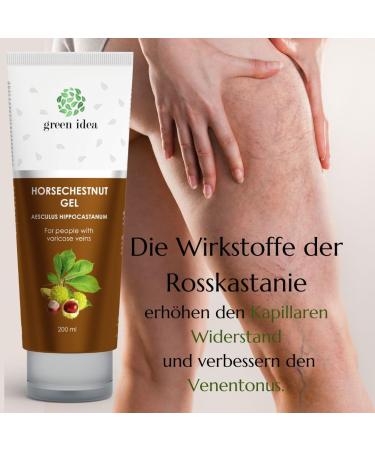 Green Idea Rosskastanien Ointment Gel for Varicose Veins - Leg Cream with Arnica Horse Chestnut & Rutin - 250 ml Pack for Spider Veins & Hemorrhoids - Buy Online on GoSupps.com