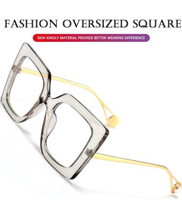 AIEYEZO Oversized Blue Light Glasses for Women | Anti-Fatigue & Headache Relief | Clear Grey Eyeglasses 52mm - Shop Now - Buy Online on GoSupps.com