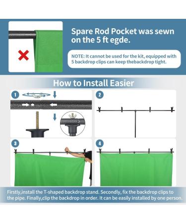 Hemmotop Green Screen Backdrop Kit 5x6.5ft - 2-in-1 Reversible Blue/Green Screen with Portable T-Shaped Stand | 5 Backdrop Clips - Buy Online on GoSupps.com