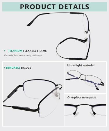 Eyekepper Half-Rim UV Protection Progressive Reading Glasses - Multifocus +2.50 | Bendable Memory Frame for Men & Women - Gold M1704 - Buy Online on GoSupps.com