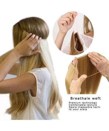 Wire in Hair Extensions No Clip in Curly Wavy Hairpieces Invisible Natural Hair Extension 20" - Dark Brown - Buy Online on GoSupps.com