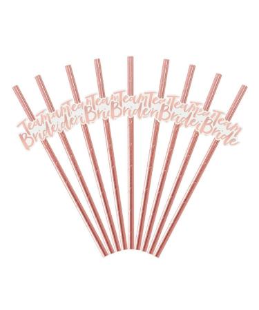12pc Rose Golden Paper Straws With Flags Wedding Party Bridal Shower Accessories Birthday Drinking Straw Gift Straws
