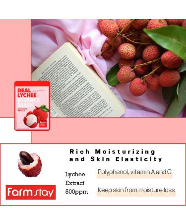 Buy FARMSTAY Real Essence Lychee Mask - 10 Sheets | Best Korean Skin Care Sheet Mask for Hydration - Buy Online on GoSupps.com
