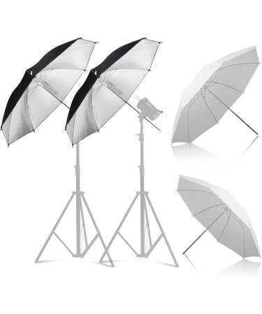 4 Pack Photography Umbrella Lighting Kit - Black & Silver Reflectors, White Soft Translucent Umbrellas - Studio/Outdoor Photo & Video Lighting Accessories - Buy Online on GoSupps.com