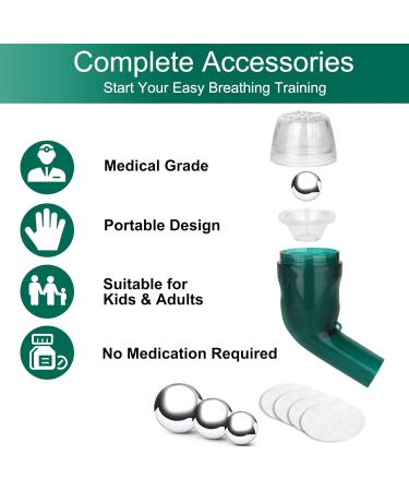 Portable Breathing Exercise Device for Lung Health - Expiratory Trainer for Mucus Relief & Lung Expansion (Green) | International Shipping Available - Buy Online on GoSupps.com