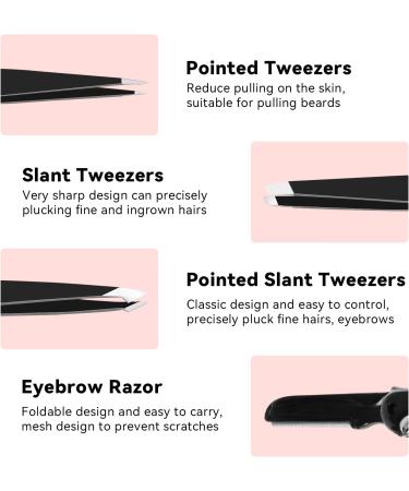 FACEMADE 3-Piece Tweezers Set for Women and Men - Stainless Steel Eyebrow Tweezers, Scissors, and Razor for Facial Hair Removal - Buy Online on GoSupps.com