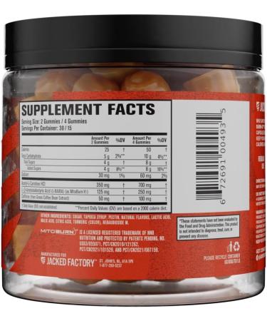 Jacked Factory Thermogenic Fat Burner  Appetite Suppressant Gummies with Acetyl-L-Carnitine HCL MitoBurn Caffeine 60 Gummies Tangerine Sour - Buy Online on GoSupps.com