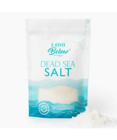 1400 Below 2.2 Lbs Dead Sea Salt  Fine Grain - Foot and Spa Bath Soak  Exfoliating Body Scrub  100% Pure and Mineral-Rich  Relieves Sore Muscles and Soothes Joints  Helps Chronic Skin Conditions