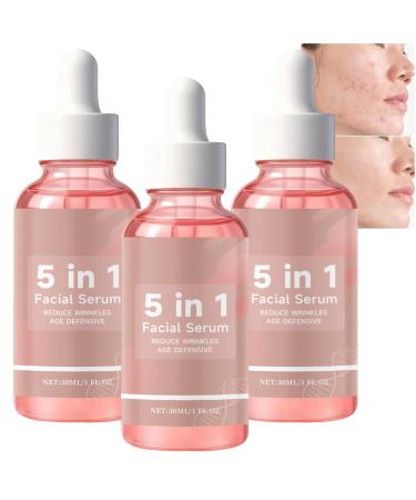 S rum visage anti- ge 5-en-1 la vitamine C s rum visage claircissant hydratant et raffermissant r duit les ridules les rides et les taches brunes hydrate en douceur pour lisser et (3PCS)