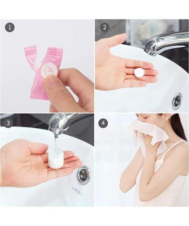 Classycoo 100 PCS Compressed Towel Mini Tablets - Disposable Portable Face Towel for Travel, Camping, Hiking, Sport - Pink - Buy Online on GoSupps.com