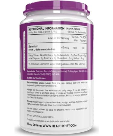 NACHT Selenium Capsules 40mcg - 60 Vegetarian Capsules | Essential Antioxidant Support - Buy Online on GoSupps.com