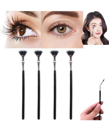 4PCS Dolly Mascara Fan Brush  Mascara Fan Brush For Lashes  Angled Fan Shaped Eyelash Brush  Makeup Brush Eyelash Comb Eye Lashes Makeup Tools Eyelash Brush Eyebrow Brush Eye Shadow Brush Black