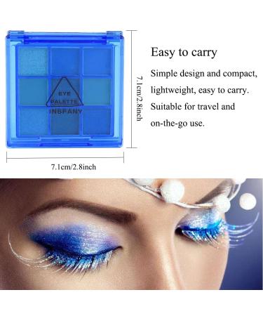 Yeweian Blue Eyeshadow Palette - 9 Colors Glitter Matte Makeup for Women | Highly Pigmented & Waterproof Smokey Eye Palette (06) - Buy Online on GoSupps.com