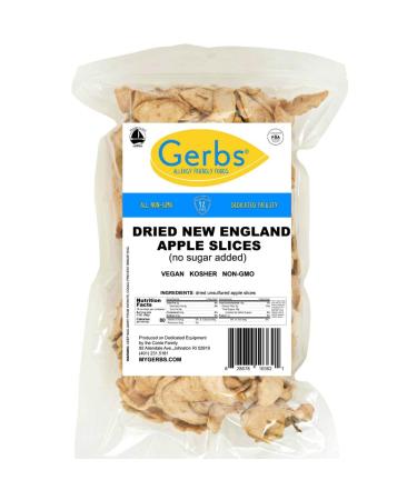 GERBS Dried New England Apple Slices 16 ounce Bag No Sugar Added Unsulfured Preservative Top 14 Food Allergy Free