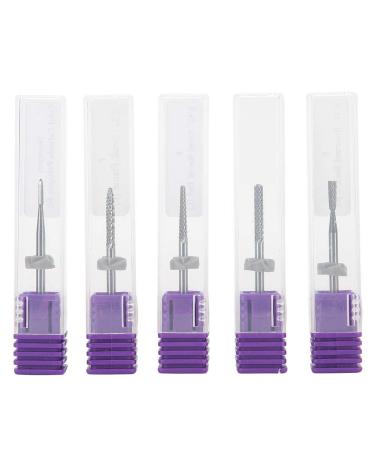 Nail Drill Bit Set 5Pcs- Tungsten Steel Nail Art Grinding Polishing Head Dead Skin Removal Nail Drill Bit Set for Acrylic Gel Nails Acrylic Nail Art Tools for Manicure Pedicure Salon Use