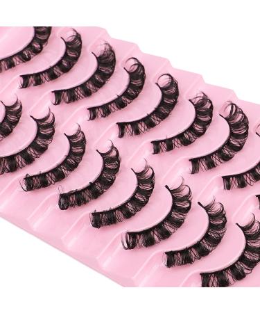 Russian Strip Lashes Natural Look False Eyelashes D Curly Faux Mink Lashes Wispy Fluffy Volume Russian Lashes 3D Effect Fake Eyelashes (10 Pairs) (10 DH02) Dh02 10